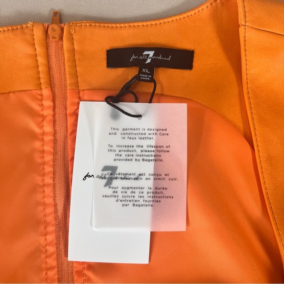 7 For All Mankind Faux Vegan Leather Crop Top Zipper Back Size XL Orange NWT - Picture 15 of 15